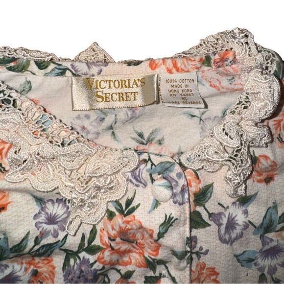 Vintage Gold Tag Victorias Secret 100% Cotton Floral Pajama Set - Size Small - Picture 9 of 10